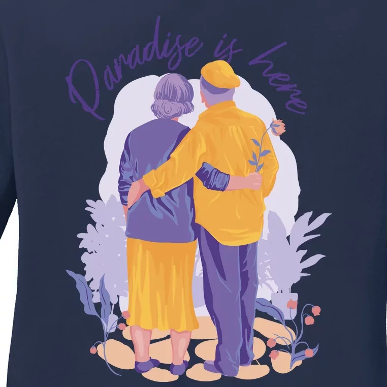 Paradise Is Here Alder Couple Ladies Long Sleeve Shirt