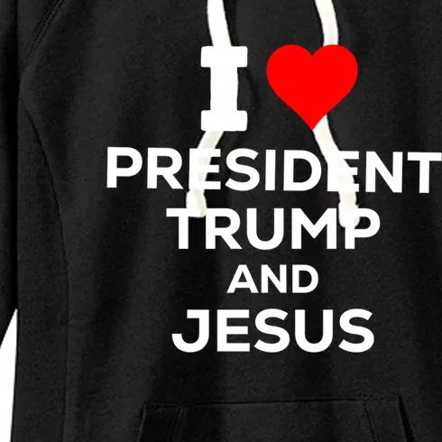 Patriotic I Heart Love President Trump And Jesus Usa Maga Gift Women's Fleece Hoodie