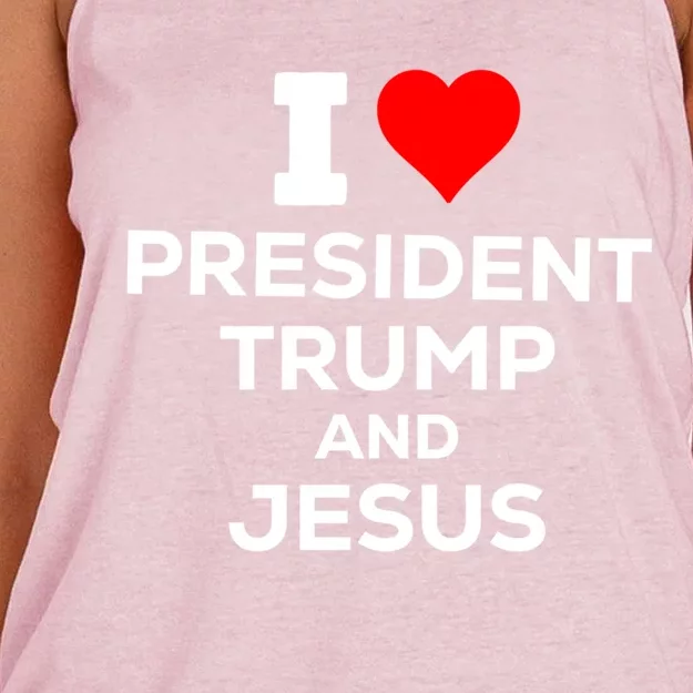 Patriotic I Heart Love President Trump And Jesus Usa Maga Gift Women's Knotted Racerback Tank