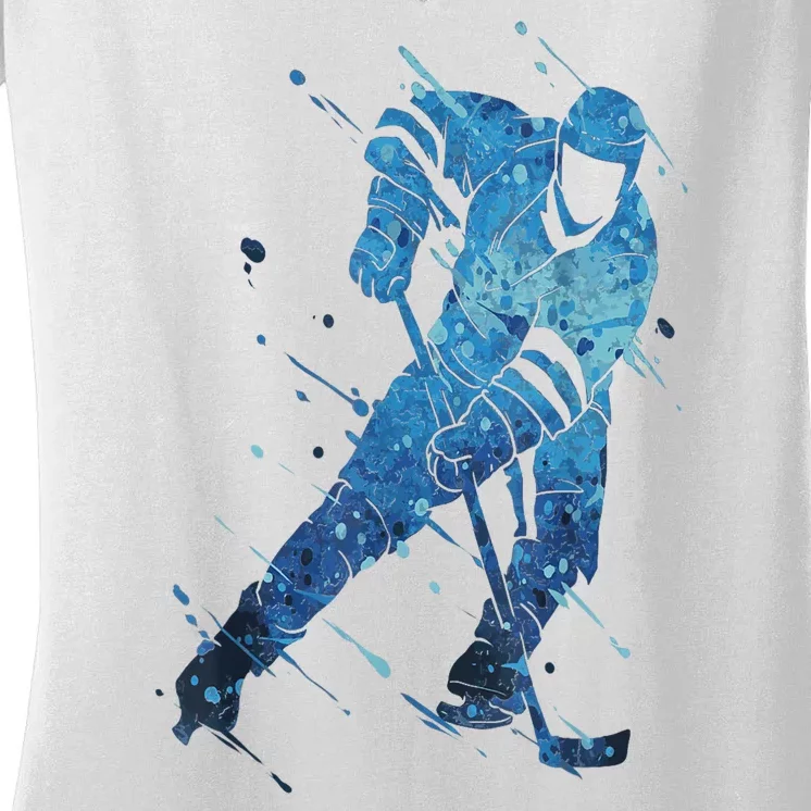 Player Ice Hockey Gift Winter Sports Women's V-Neck T-Shirt