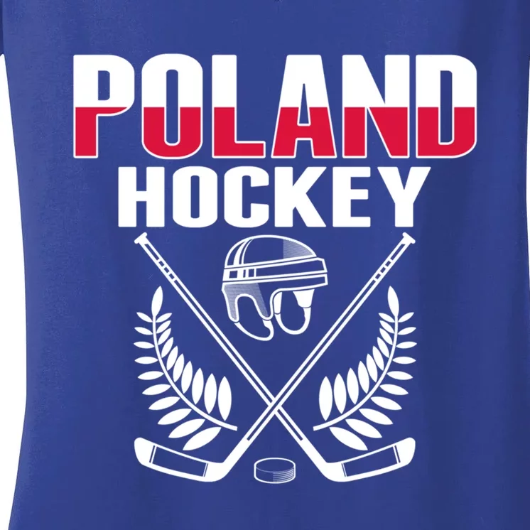 Poland Ice Hockey Fans Jersey Polish Hockey Team Supporter Gift Women's V-Neck T-Shirt