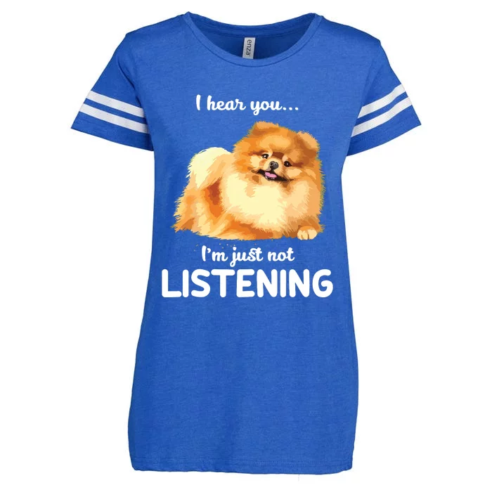 Pomeranian I Hear You Not Listening Enza Ladies Jersey Football T-Shirt