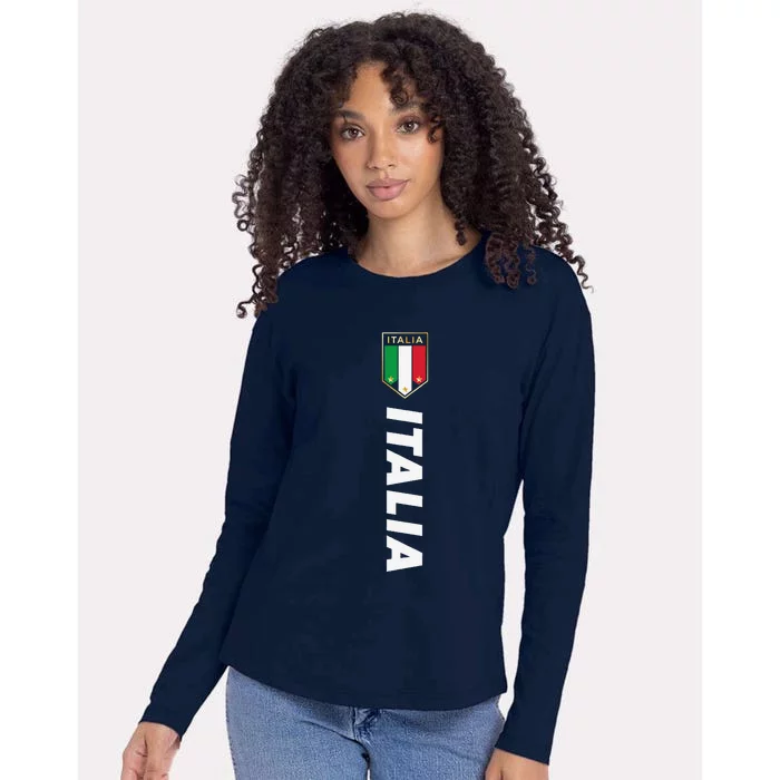 Proud Italian Italia Design Italian Soccer Jersey Style Womens Cotton Relaxed Long Sleeve T-Shirt