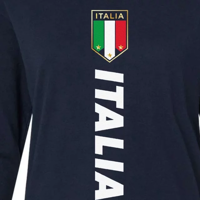 Proud Italian Italia Design Italian Soccer Jersey Style Womens Cotton Relaxed Long Sleeve T-Shirt