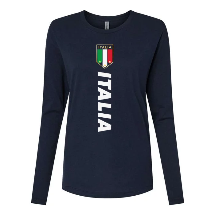 Proud Italian Italia Design Italian Soccer Jersey Style Womens Cotton Relaxed Long Sleeve T-Shirt