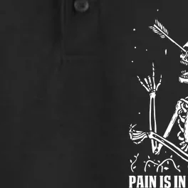 Pain Is In The Mind Funny Halloween Costume Skeleton Skull Dry Zone Grid Performance Polo