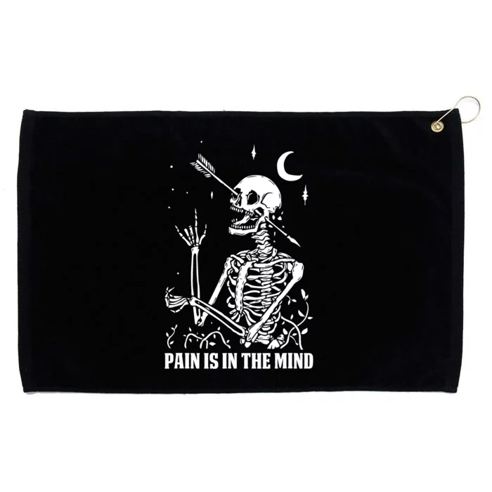 Pain Is In The Mind Funny Halloween Costume Skeleton Skull Grommeted Golf Towel