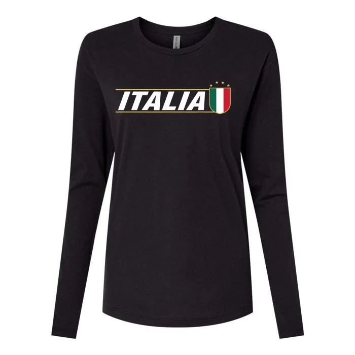 Proud Italian Italia Design Italian Soccer Jersey Style Womens Cotton Relaxed Long Sleeve T-Shirt