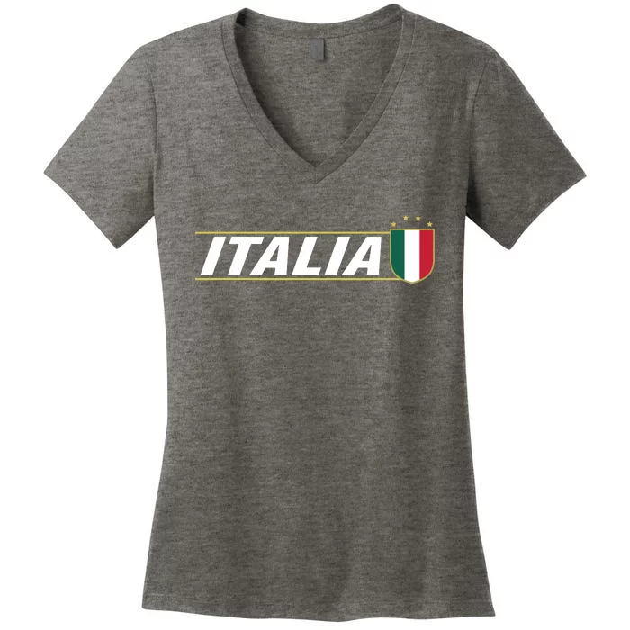 Proud Italian Italia Design Italian Soccer Jersey Style Women's V-Neck T-Shirt