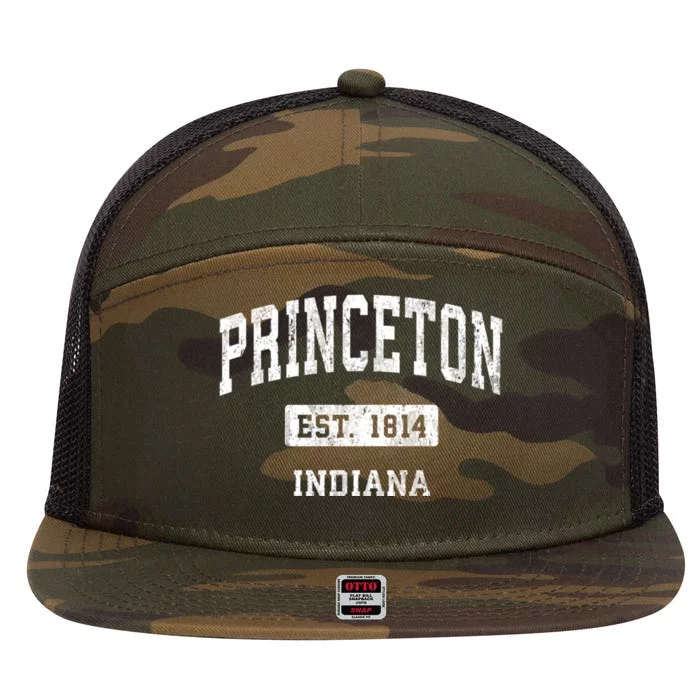 Princeton Indiana In Vintage Sports Established 7 Panel Mesh Trucker Snapback Hat