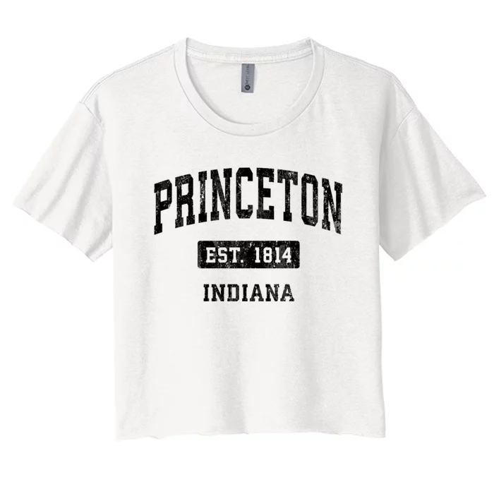 Princeton Indiana In Vintage Sports Established Women's Crop Top Tee