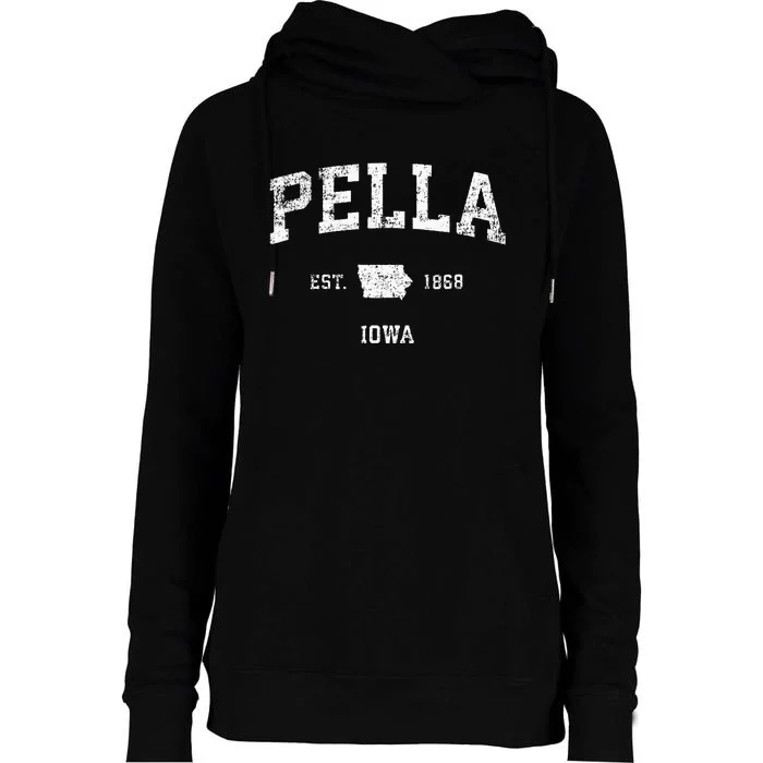 Pella Iowa IA Vintage Athletic Sports Design Womens Funnel Neck Pullover Hood