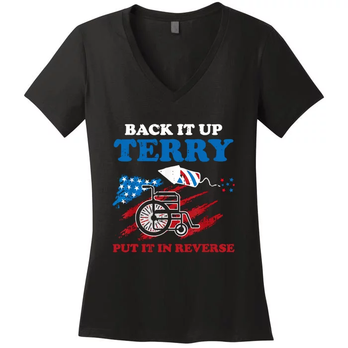 Put It In Reverse Back Up Terry Funny 4th Of July Women's V-Neck T-Shirt