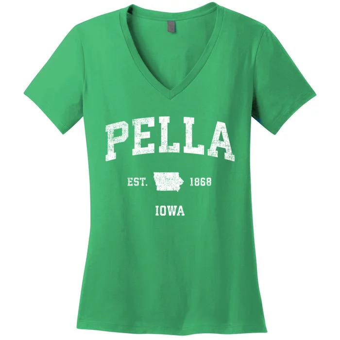 Pella Iowa Ia Vintage Sports Women's V-Neck T-Shirt