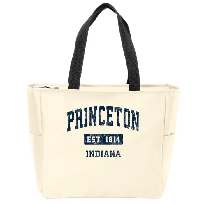 Princeton Indiana In Vintage Sports Established Zip Tote Bag