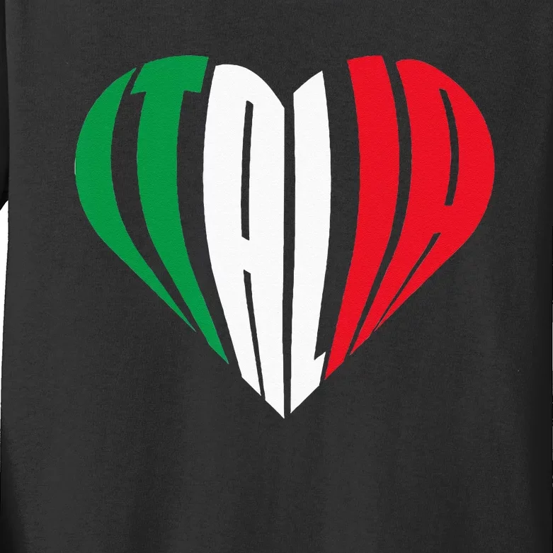 Proud Italian Italia Design Italian Heart I Love Italia Kids Long Sleeve Shirt