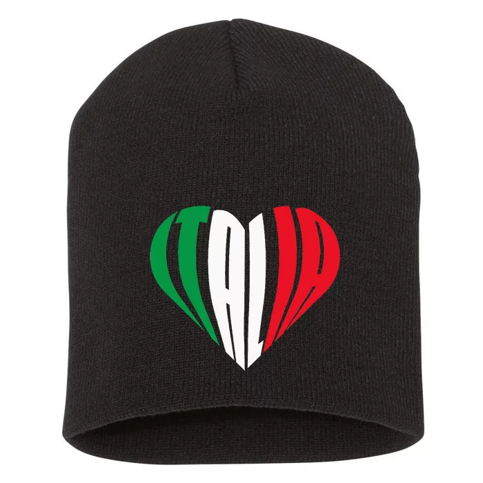 Proud Italian Italia Design Italian Heart I Love Italia Short Acrylic Beanie