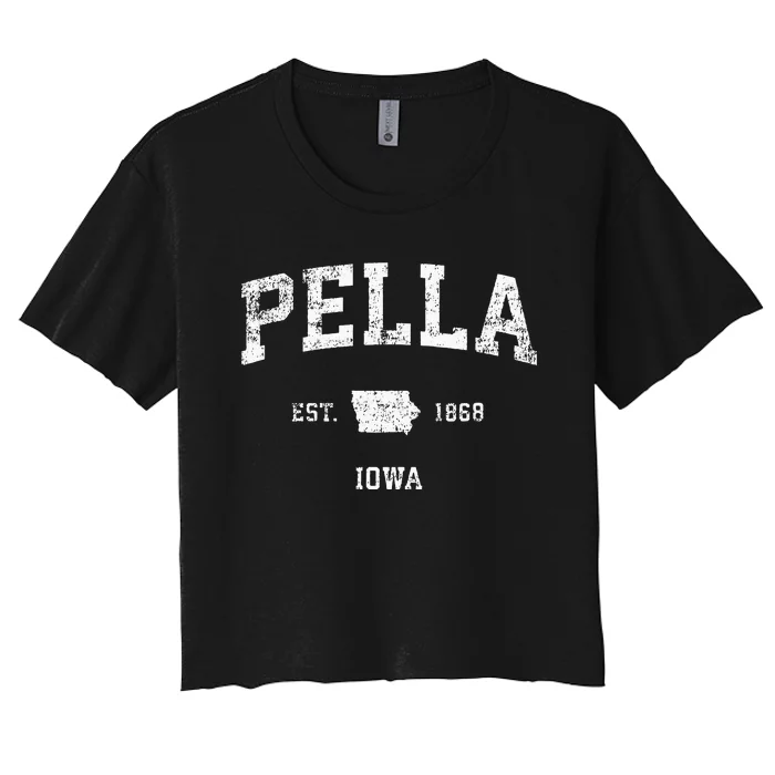 Pella Iowa IA Vintage Athletic Sports Design Women's Crop Top Tee