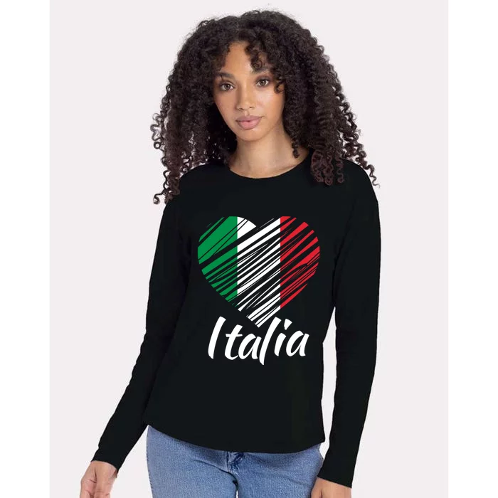 Proud Italian Italia Design Italian Heart Love Italy Gift Womens Cotton Relaxed Long Sleeve T-Shirt