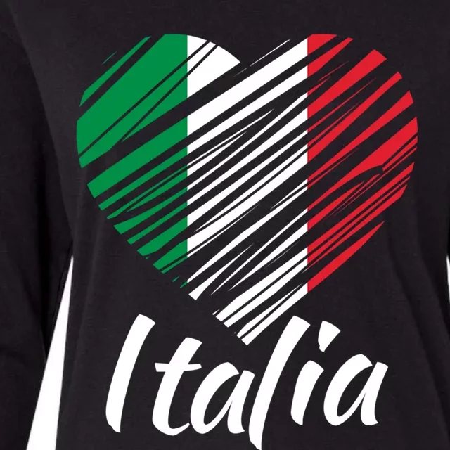 Proud Italian Italia Design Italian Heart Love Italy Gift Womens Cotton Relaxed Long Sleeve T-Shirt