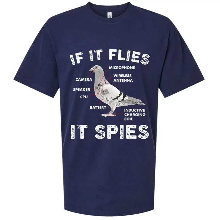 Pigeon If It Flies Spies Pigeon Anatomy Theory Bird Lover Sueded Cloud Jersey T-Shirt