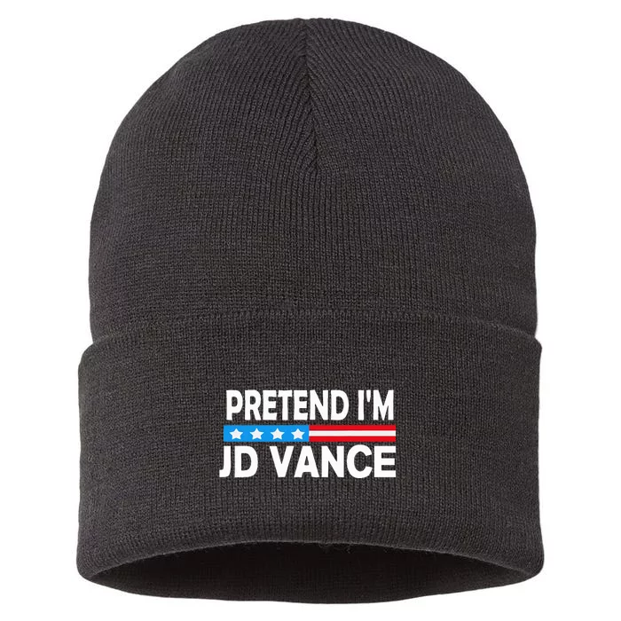 Pretend IM Jd Vance Funny Lazy Halloween Costume Sustainable Knit Beanie