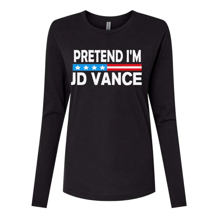 Pretend IM Jd Vance Funny Lazy Halloween Costume Gift Womens Cotton Relaxed Long Sleeve T-Shirt