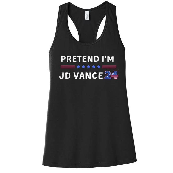 Pretend IM Jd Vance Funny Lazy Halloween Costume Women's Racerback Tank