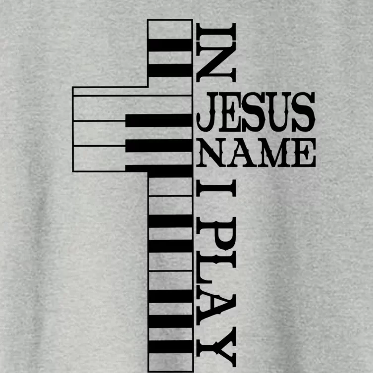 Piano In Jesus Name I Play Jesus Cross Pianist Christian Cool Gift Women's Crop Top Tee