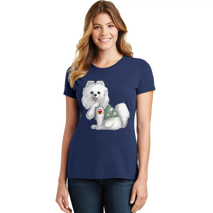 Pomeranian I Love Mom Tattoo Dog Funny Mothers Day Women's T-Shirt