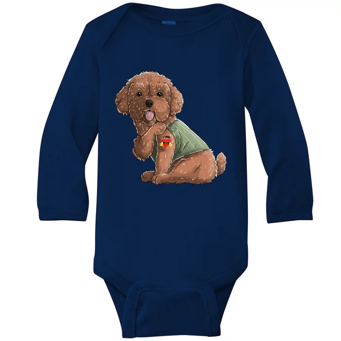 Poodle I Love Mom Tattoo Dog Great Gift Funny Mother's Day Gift Baby Long Sleeve Bodysuit