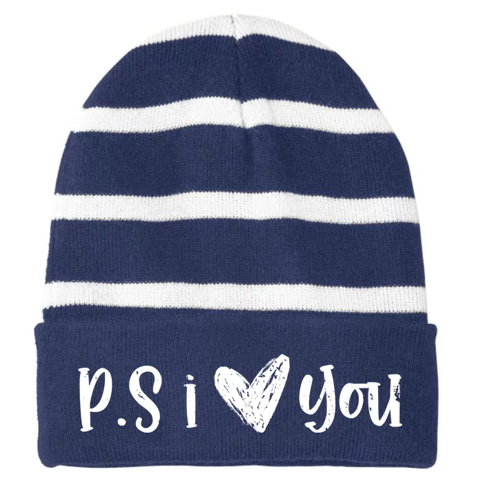 Ps I Love You Cute Gift Striped Beanie with Solid Band