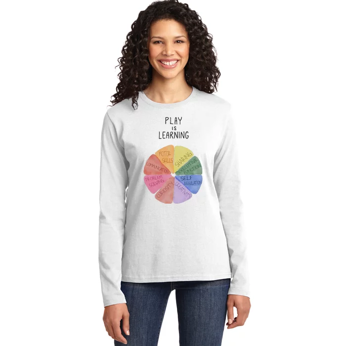 Play Is Learning Funny Teacher Ladies Long Sleeve Shirt