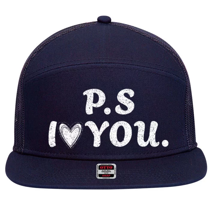 Ps I Love You Day Purple Ps I Love You For Couple 7 Panel Mesh Trucker Snapback Hat