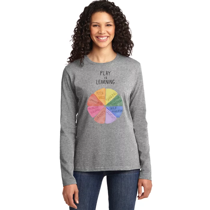 Play Is Learning Funny Teacher Ladies Long Sleeve Shirt