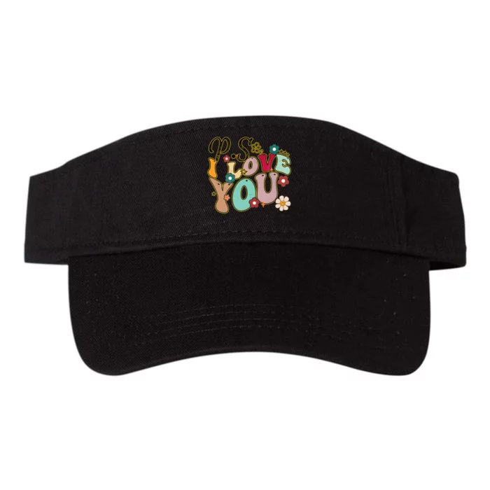 Ps I Love You Day Groovy Valentines Day Valucap Bio-Washed Visor