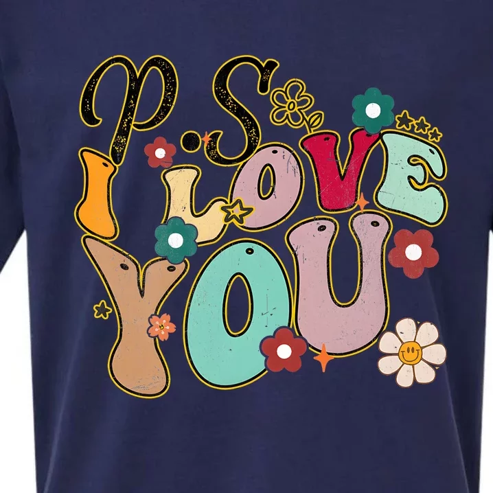 Ps I Love You Day Groovy Valentines Day Sueded Cloud Jersey T-Shirt