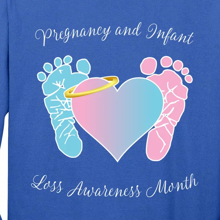 Pregnancy Infant Loss Awareness Month Footprint Halo Gift Tall Long Sleeve T-Shirt