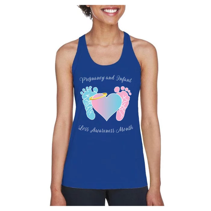 Pregnancy Infant Loss Awareness Month Footprint Halo Gift Women's Racerback Tank