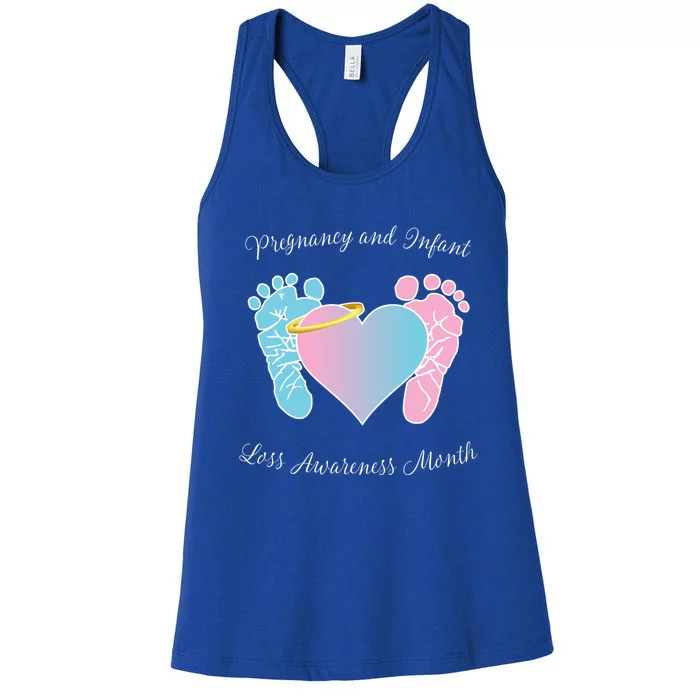 Pregnancy Infant Loss Awareness Month Footprint Halo Gift Women's Racerback Tank