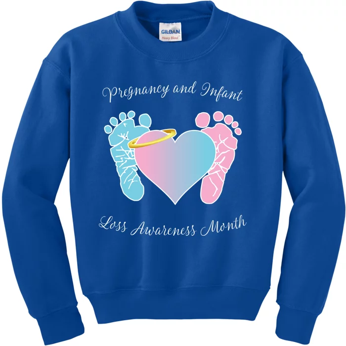 Pregnancy Infant Loss Awareness Month Footprint Halo Gift Kids Sweatshirt