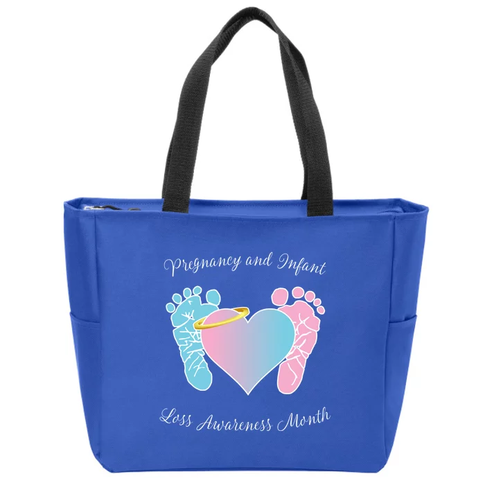 Pregnancy Infant Loss Awareness Month Footprint Halo Gift Zip Tote Bag