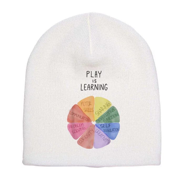 Play Is Learning Funny Teacher Short Acrylic Beanie