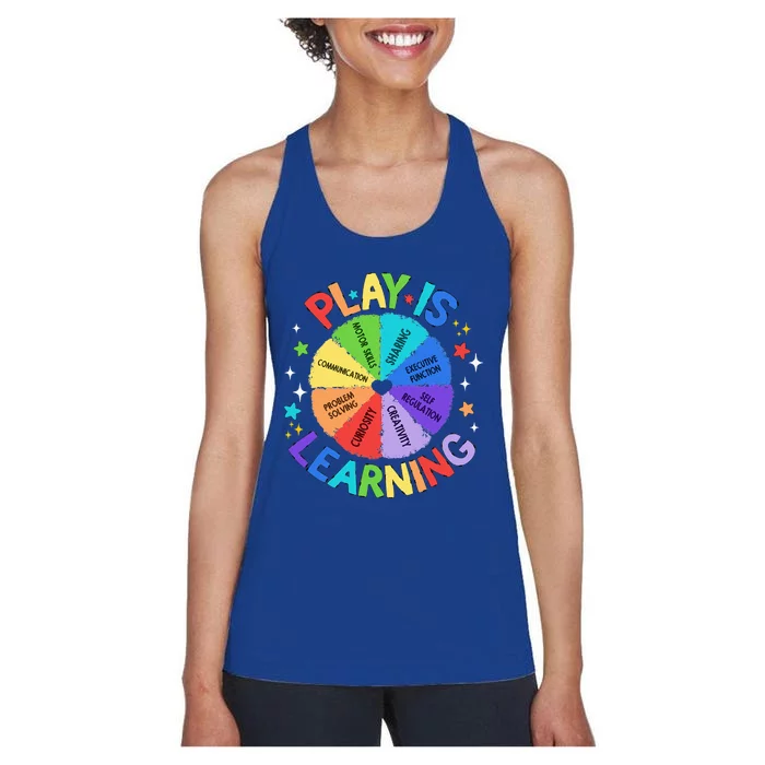 Play Is Learning Teacher Kindergarten Women's Racerback Tank