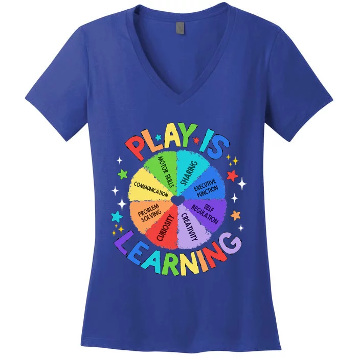 Play Is Learning Teacher Kindergarten Women's V-Neck T-Shirt