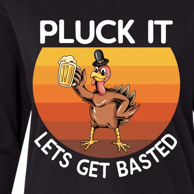 Pluck It Lets Get Basted Turkey Gift Womens Cotton Relaxed Long Sleeve T-Shirt