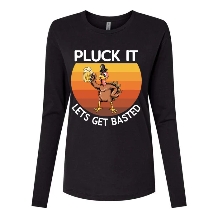 Pluck It Lets Get Basted Turkey Gift Womens Cotton Relaxed Long Sleeve T-Shirt