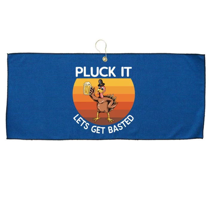 Pluck It Lets Get Basted Turkey Gift Large Microfiber Waffle Golf Towel