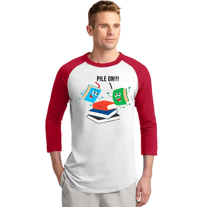 Pile On Books Baseball Sleeve Shirt