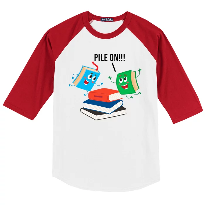 Pile On Books Baseball Sleeve Shirt